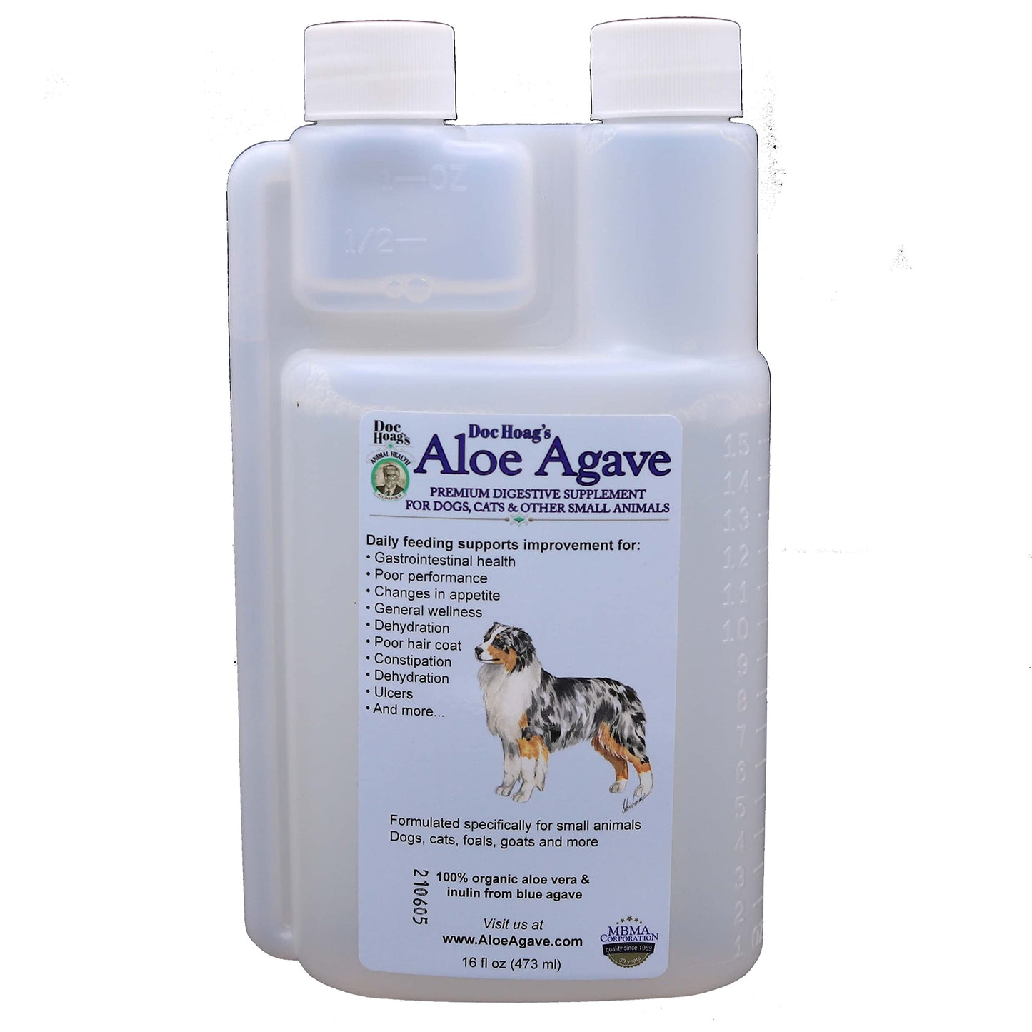 Doc Hoag’s Aloe Vera + Agave Natural Holistic Dog Supplements for Hair & Weight Loss - Also for Puppies Cats & Other Small Animals by Original Udder Balm