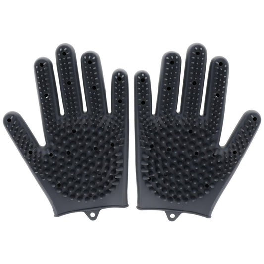 2pcs Pet Grooming Gloves for Cats Dogs Rabbits Horses – Silicone Hair Remover Shedding Bath Brush Massage Mitts